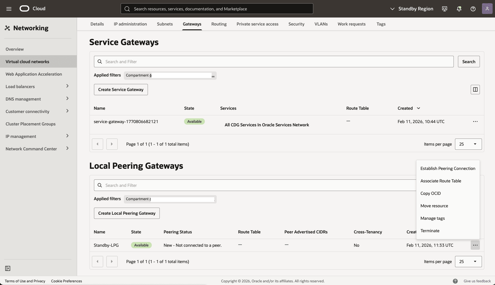 This screenshot shows how to configure the network in the primary zone.