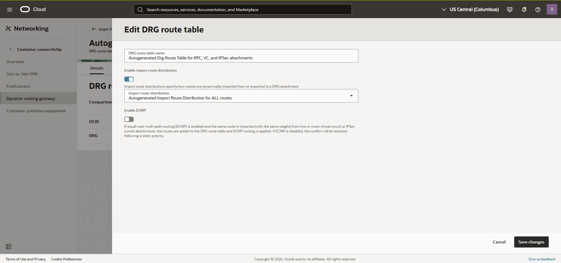 This screenshot shows the required configuration for cross-region restore.