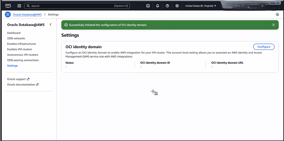This screenshot shows how to configure the OCI Identity Domain.