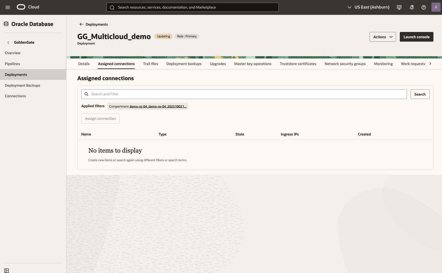 This screenshot shows how to assign connection.