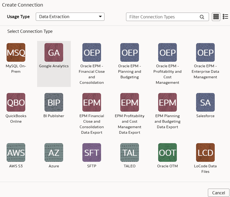 Oracle Transportation Management Cloud Service connection option