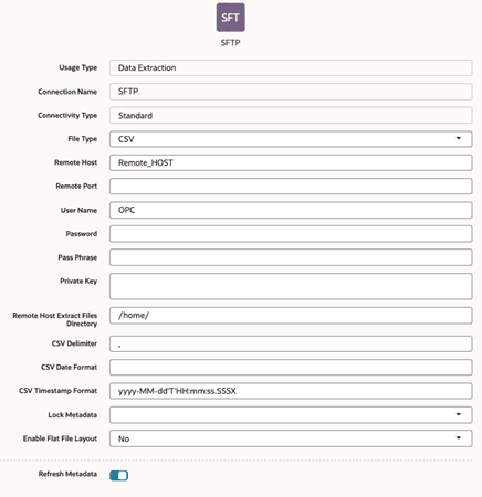 Create Connection for SFTP dialog