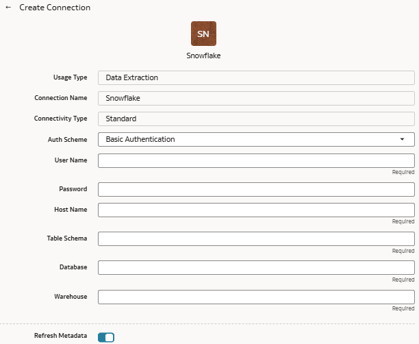 Create Snowflake connection with basic authentication Create Snowflake connection with basic authentication