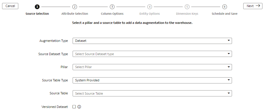 Create Dataset augmentation type wizard