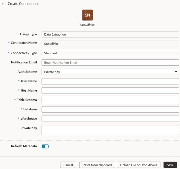 Create Snowflake connection with Private key authentication