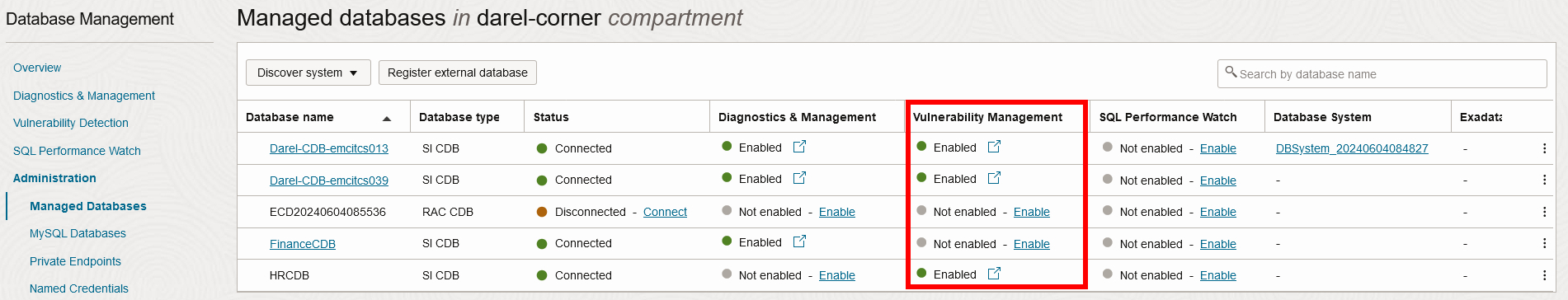 Vulnerability now shows as Enabled
