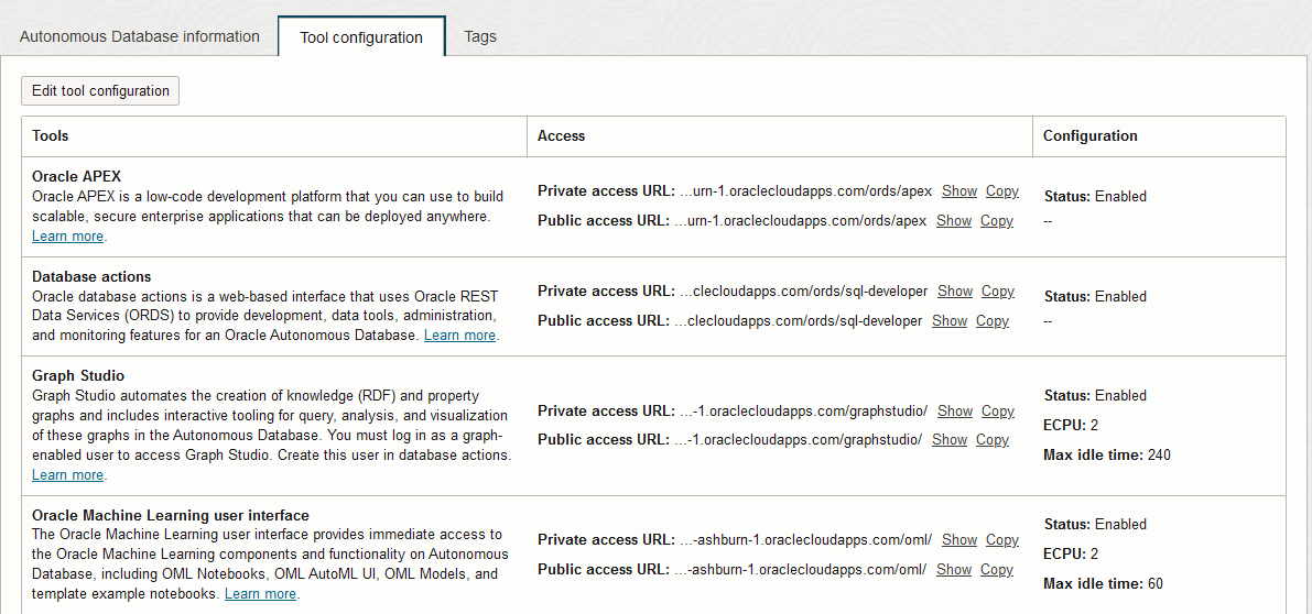 Description of adb_tools_status_private_public.png follows Description of adb_tools_status_private_public.png follows