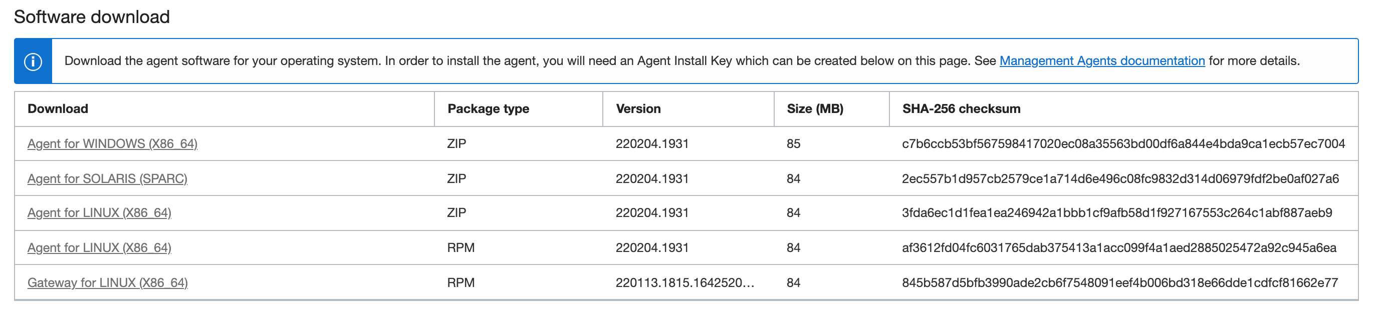 Software Download pane Software Download pane