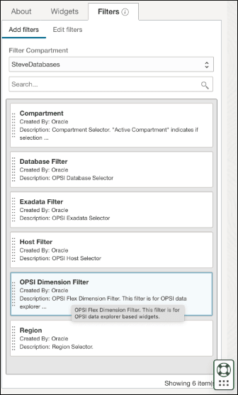 Image shows Add dimension filter selection. Image shows Add dimension filter selection.