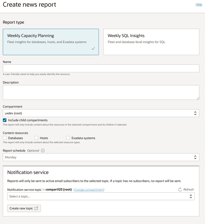 Screenshot of steps required for a capacity planning news report creation Screenshot of steps required for a capacity planning news report creation